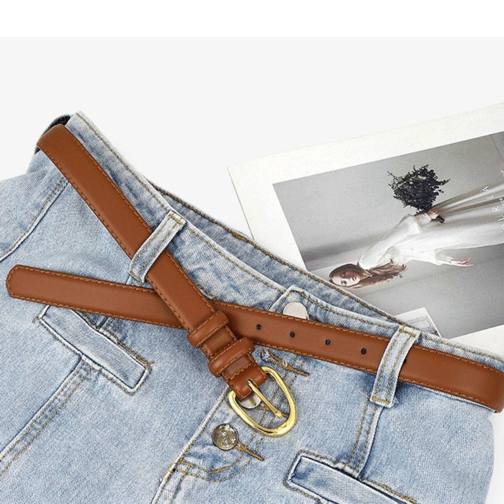 

Slim Side PU Leather Belt Dress Decor Korean Style Waistband Adjustable Thin Waist Belt Party хаки