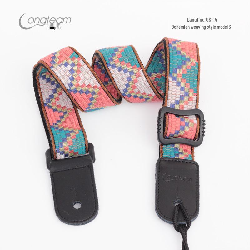 Bohemian Ethnic Leather Ukulele Headstock and Endpin Strap