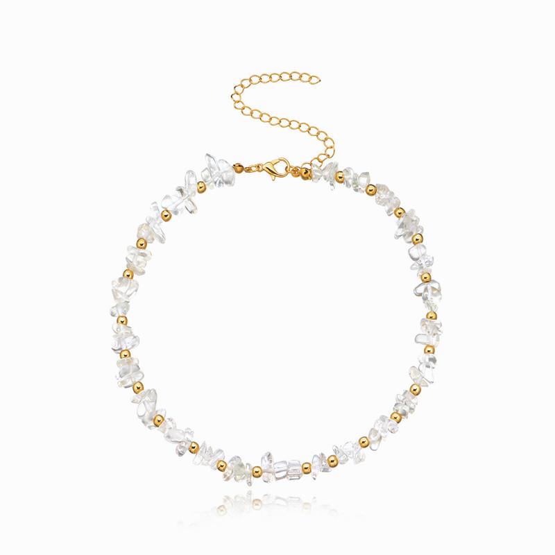 Europe, America, Fashion Trend, Street Photography, Women's Necklace, Transparent White Crystal Irregular Turquoise Necklace.