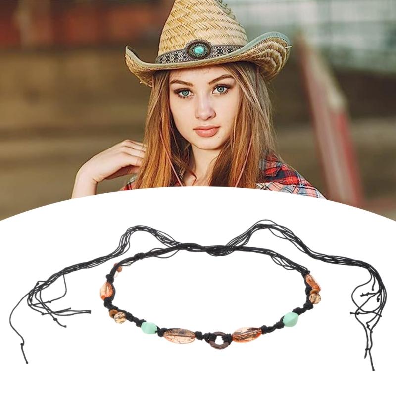 Hat Bands Beaded AdjustableUnisex Western Hat Jewelry FedoraCowboyHat Bands