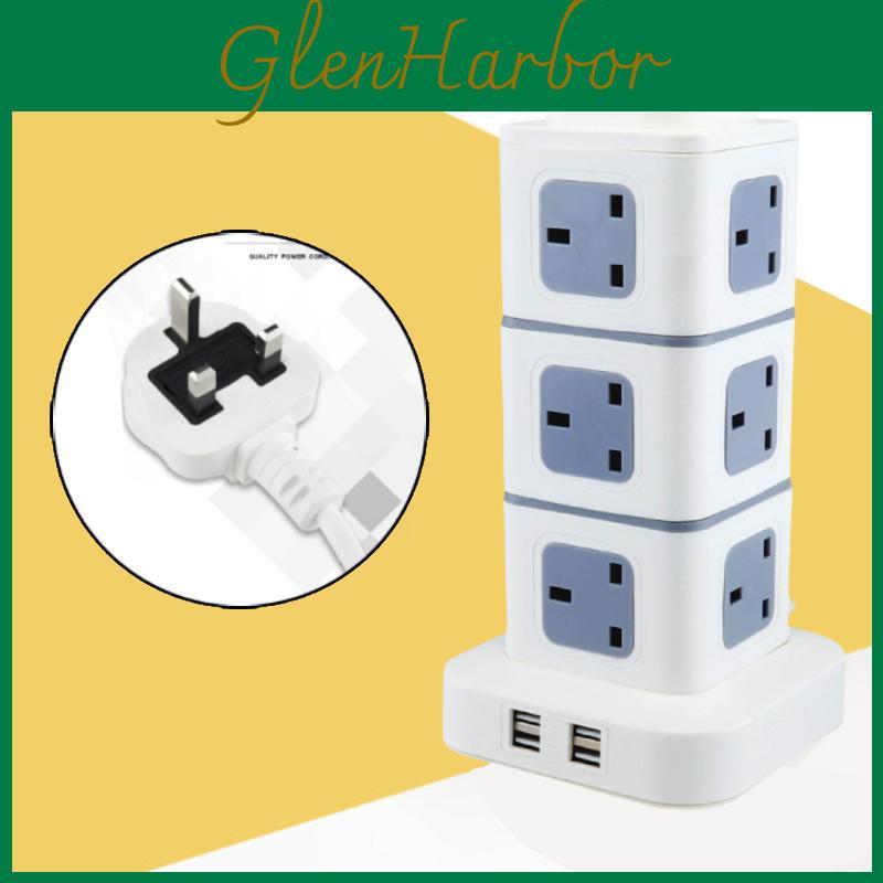 Reliable Uk Standard Vertical Power Strip With Multiple Usb Ports For Home And Office Use
