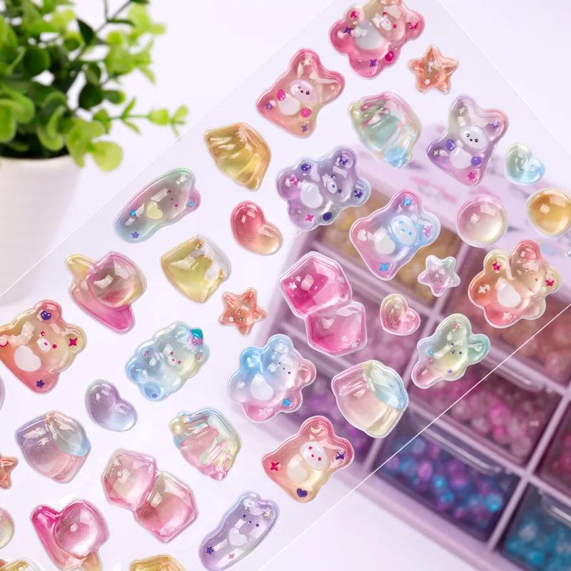 1 Pc Cute Creative Candy Rabbit Drop 3D Relief Stickers Scrapbooking Diy Diary Stationery Sticker Decor Cute Aesthetic Stickers