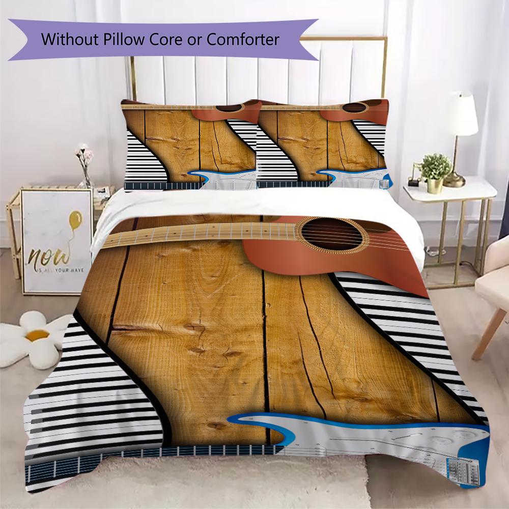 1PC Piano keys music Theme Bedding Quilt Set Quilt Cover Pillowcase Home Decoration Birthday Gift (1 * duvet cover + 2 * pillowcase, without core)A10