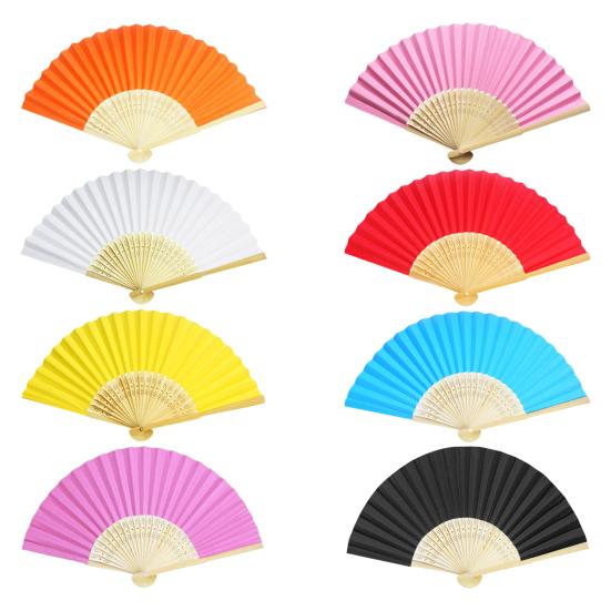 Folding Hand Fans for Women Reusable Paper Fan for Wedding Dancing Party Favors DIY Crafts Lightweight Travel Fan