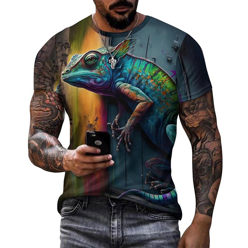 Colorful Animal 3D Printed T-shirt Men Women Summer Casual Cat Dog T Shirts Kids Oversized Round Neck Short Sleeve Tee Tops
