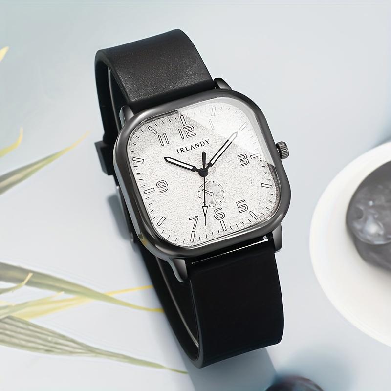 Men's Fashion Quartz Watch with A Square Dial and Silicone Strap, An Ideal Gift Suitable for Both Business and Leisure Occasions
