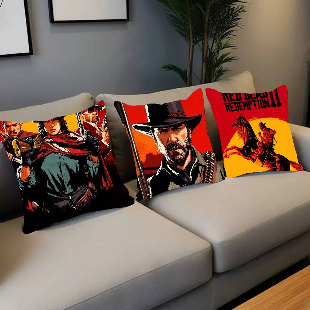 Game R-Red Dead Redemption 2 RDR2 Pillow Case Square Pillow Bedroom Sofa Leisure Comfort Cushion Home Decoration