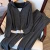 Women's Retro Color Block Hoodie & High-Waist Pants Set - Spring/Autumn Slim Fit Two-Piece