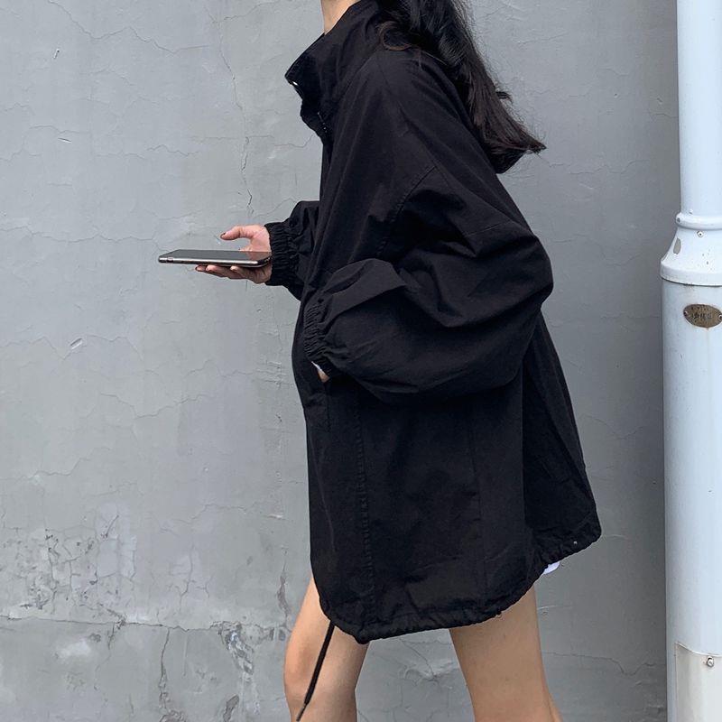 Women Solid Drawstrings Harajuku Leisure Streetwear Chic Zipper Outwear Jackets