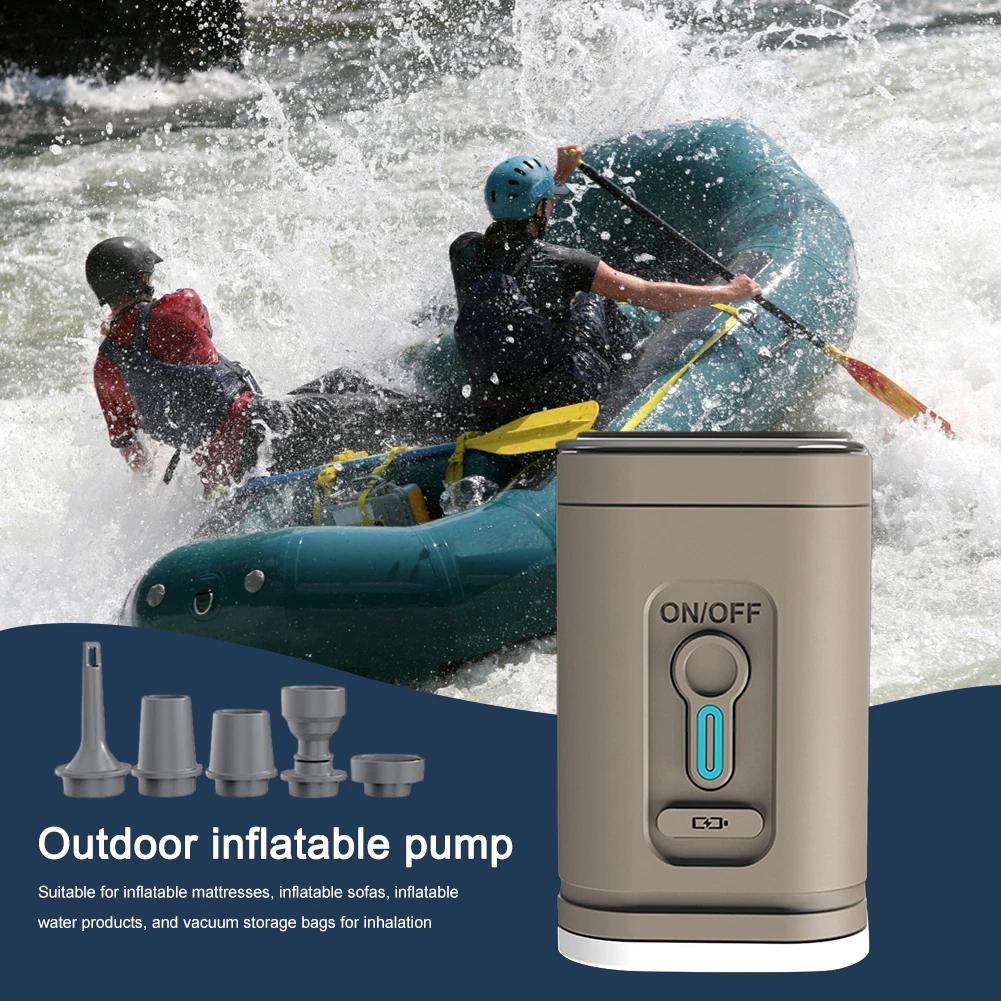 Camping Light Electric Air Pump 100LM Handheld Air Compressor USB Rechargeable 3 Lighting Modes for Inflatable Cushions Air Beds