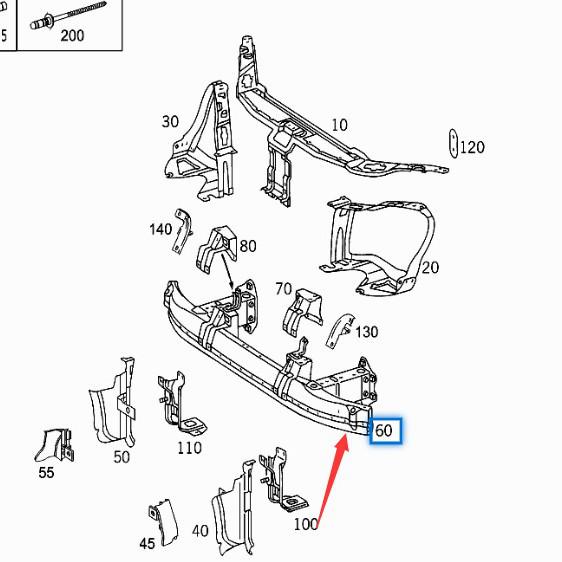 Suitable Front Bumper Skeleton with Reinforcement for Mercedes-Benz S-Class W220 S350