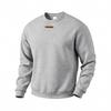 Men's Crew Neck Sweatshirt Solid Color Long Sleeve Pullover Top with Small Chest Label Casual Loose Fit Daily Wear Sweatshirt