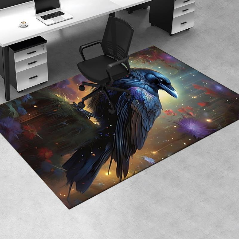 Night raven theme Office Carpet Chair Mat: Office Rug for Desk, Large Floor Mat for Home Decor, Bedroom, Living Room, and Various Rooms