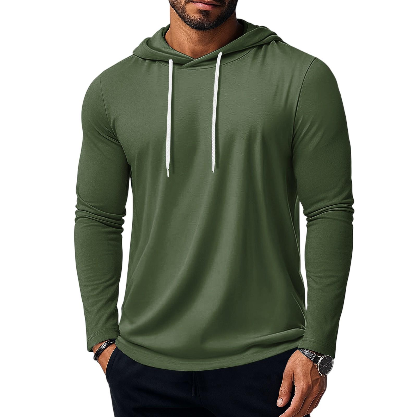 Men s Short Sleeve Hoodie Cotton Hooded T Shirts Lightweight Sweatshirt Hoodies Pullover L армия зеленый 1834₽