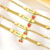 Vnox Customized Baby Bracelets With Fruit Pendant, Stainless Steel Cuban Mesh Chain Free Engraving Bar, Jewelry Birthday Gift