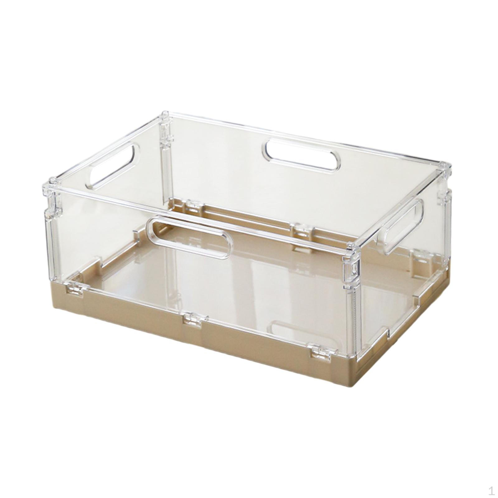 

Clear Countertop Organizer, Foldable Storage Box with Handles, Collapsible Desktop Basket Khaki M