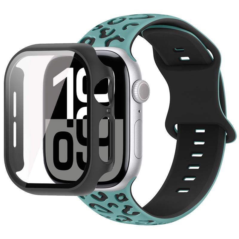 2in1 Case Strap For Apple Watch Band 46mm 44mm 41mm 41mm 40mm 38mm 42mm Watch Glass Case+Silicone Bracelet iwatch Series 11 10 9 8 7 6 5 4 SE3