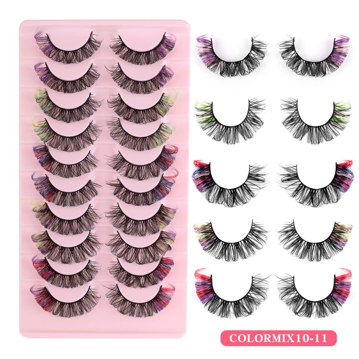 

10 Pairs Of Natural D-Song Colored False Eyelashes, Dense Curled Simulated Eyelashes