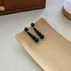 Elegant French Black Agate Gradient Beaded Stud Earrings - Autumn/Winter Cold Style