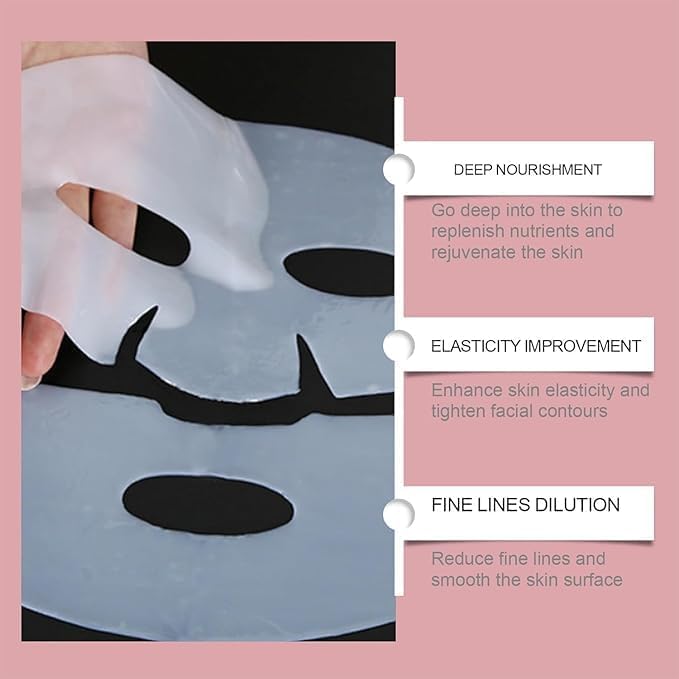 Bio-Kollagen-Gesichtsmaske Koreanische Gesichtsmaske für Glas-Haut Über-Nacht-Tuchmaske Für Tiefenfeuchtigkeit, Porenverfeinerung, Pigmentflecken, Pigmentflecken, Gesicht