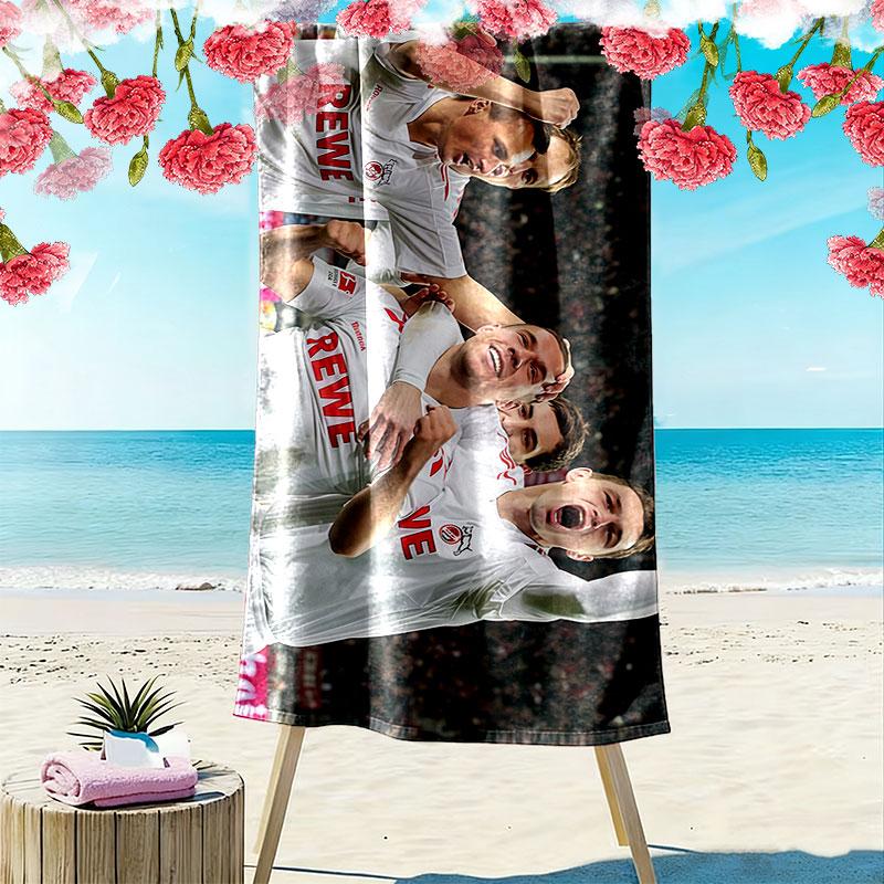 1. FC Köln Players Print Beach Towel, Large Soft Quick Dry Towel for Beach Camping Swimming