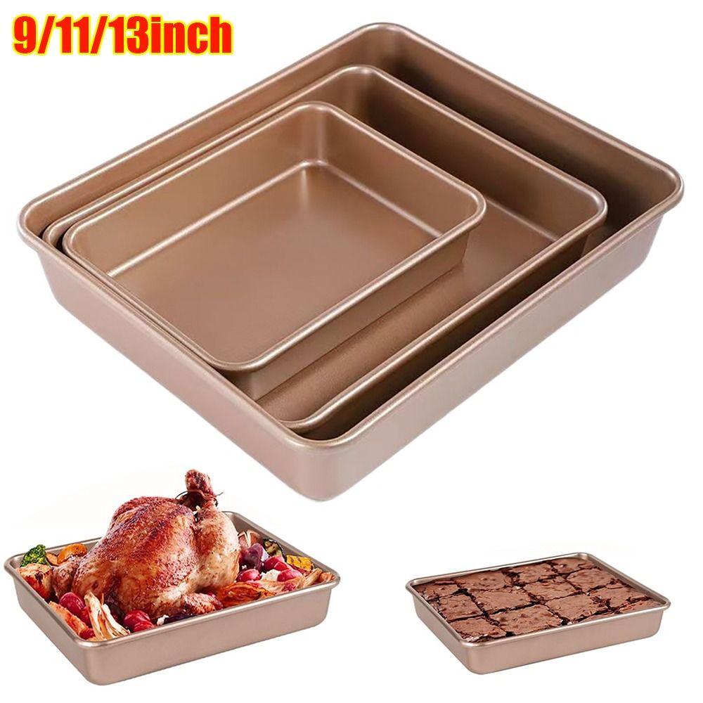 Rectangle Cake Baking Tray 9/11/13inch Bread Tray Gold Bake Mold