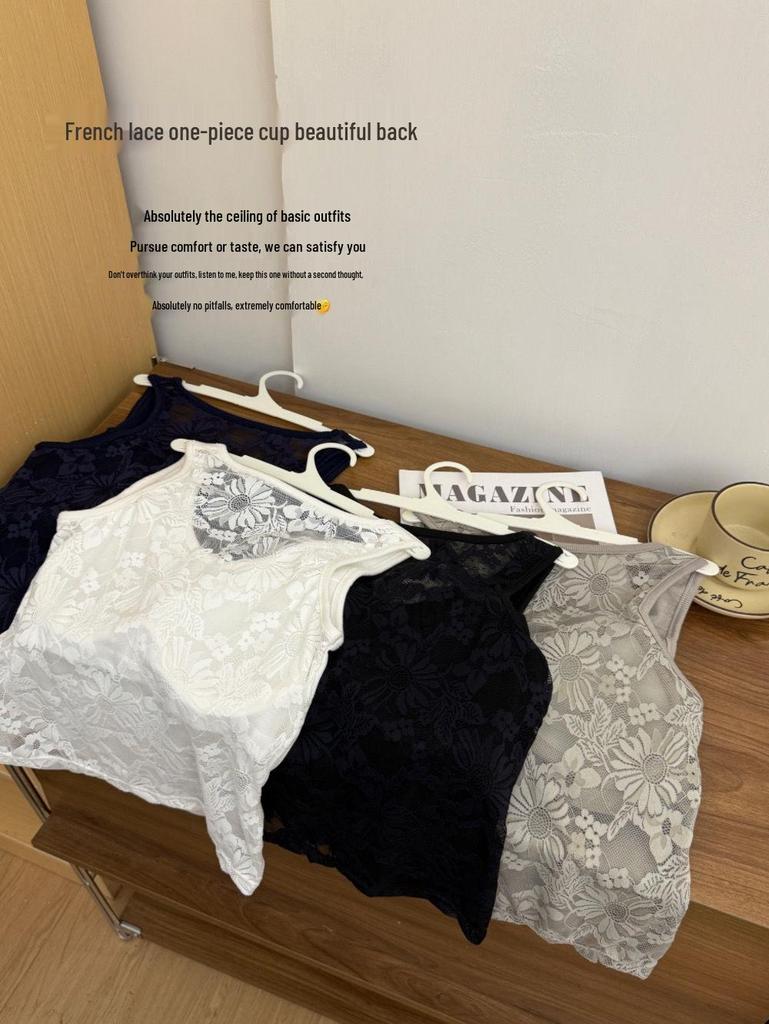 Spitzenrücken-Camisole mit eingebautem BH für Damen