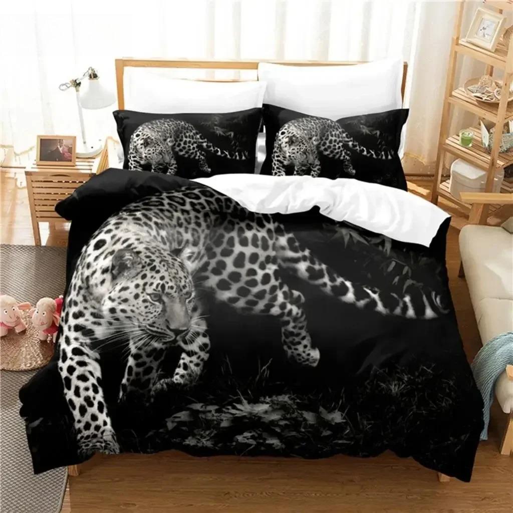 

Леопардовый Постельный Комплект Набор Пододеяльников 3d Постельное Белье Цифровая Печать Постельное Белье Королевский Размер EU single(135x200cm)
