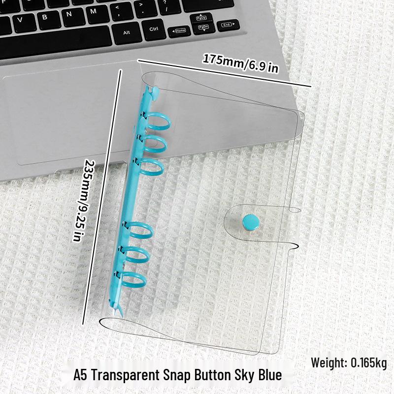 Couverture de cahier en PVC transparent souple style INS, A5 à feuilles mobiles, design A6 mignon et simple