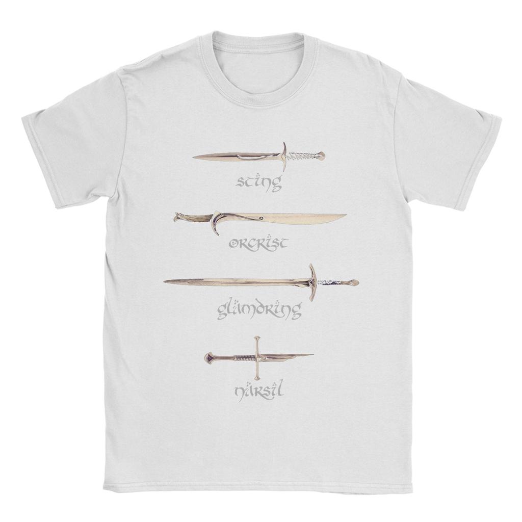 Swords Sting Orcrist Glamdring Narsil T-Shirts Men 100% Cotton T Shirts L-Lords Of The R-Rings Tee Shirt Plus Size Clothing