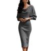 Women's V-Neck Long Sleeve Knit Bodycon Dress In Multiple Colors
