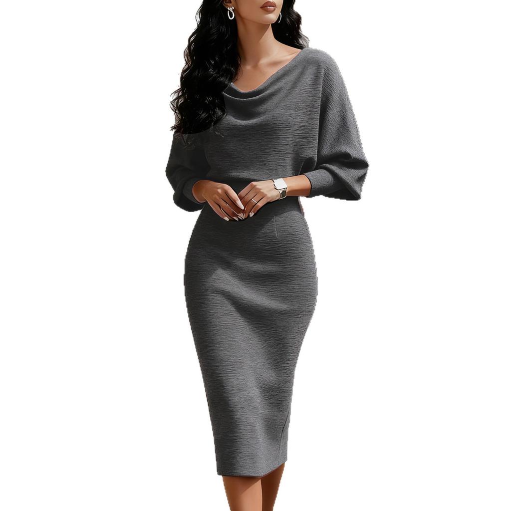 Women's V-Neck Long Sleeve Knit Bodycon Dress In Multiple Colors