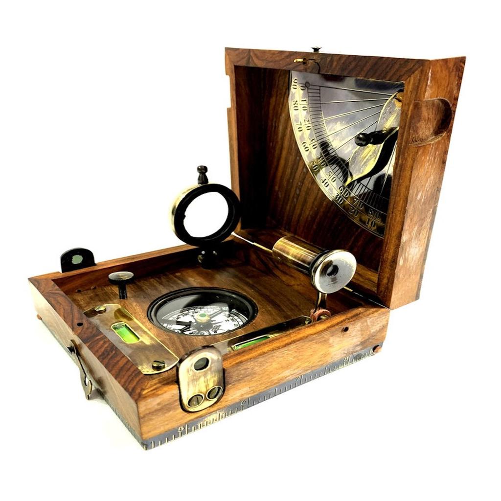 Wooden Marine Master Box/Nautical Sextant/Ship's Instruments/Directional Compass