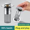 Stainless Steel Sink Drain Filter - Anti-Clog Hair Stopper & Odor Seal for Bathroom/Kitchen Pop-Up Drain, Bath Tub Drainage