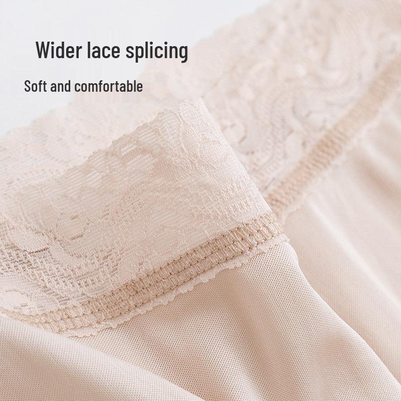 Guolian Γυναικείο Υποκίνουστο Σλιπ Νυχτικό από Μουριά Μεταξωτό με Δαντελένια Λεπτομέρεια (Αντιέκθεση)