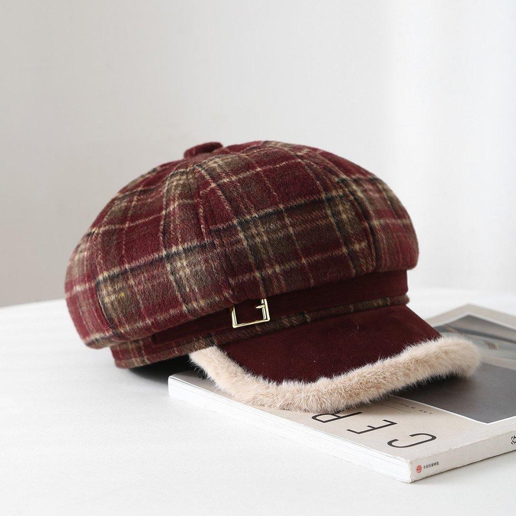 

Winter Warm Wool Round Top Cap With Foldresistant Structure And Versatile Style бордовий
