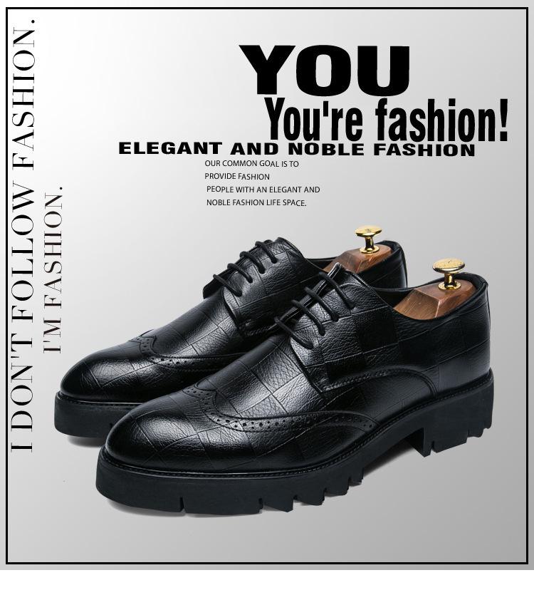 Men's Spring & Autumn Brogue Casual Shoes - British Platform with Thick Soles