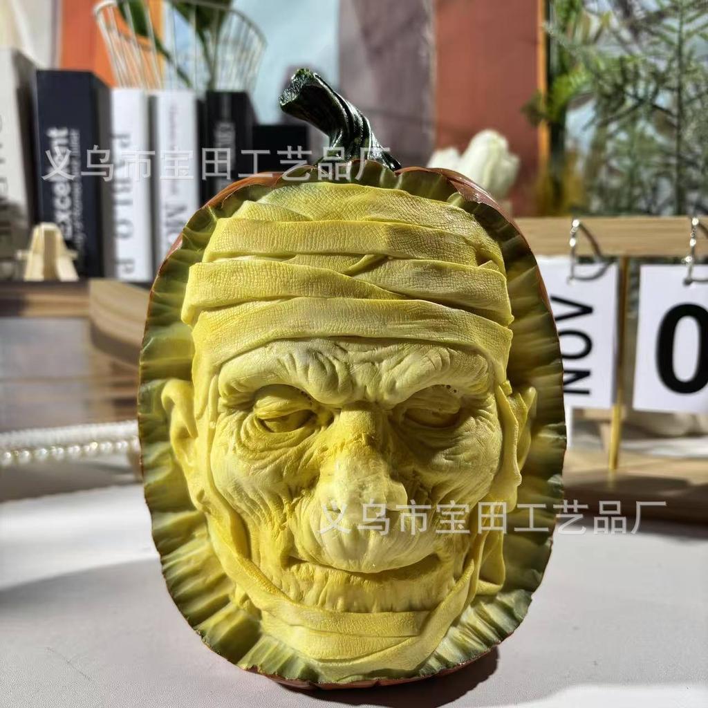 Hot-selling resin pumpkin lamp secret room haunted house decoration haunted festival shopping mall desktop atmosphere skull headlamp