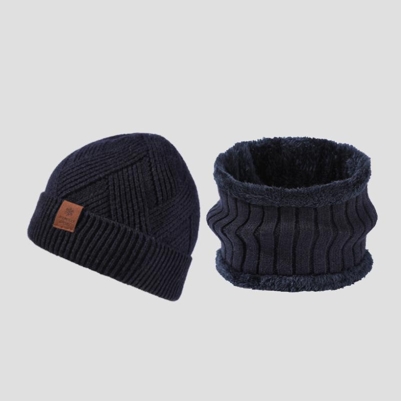 Men's Wool Thick Knitted Hat Scarf Winter Cashmere Ear Protection Warm Wool Hat