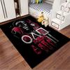 "Black Carpet with Red Abstract Design and Game Character Print" Suitable for Use As an Anti-slip for Living Room Bedroom Sofas