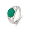 Wosikate Vintage Green Agate Fashion Ring For Women   Copper Jewellery Open Size Finger Ring