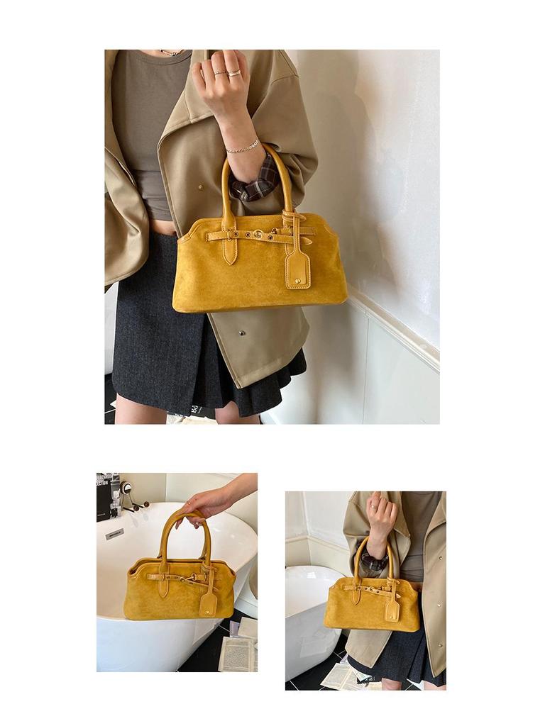 2025 Retro Niche Suede Colorblock Crossbody Baguette Handbag - New Versatile Fashion for Women