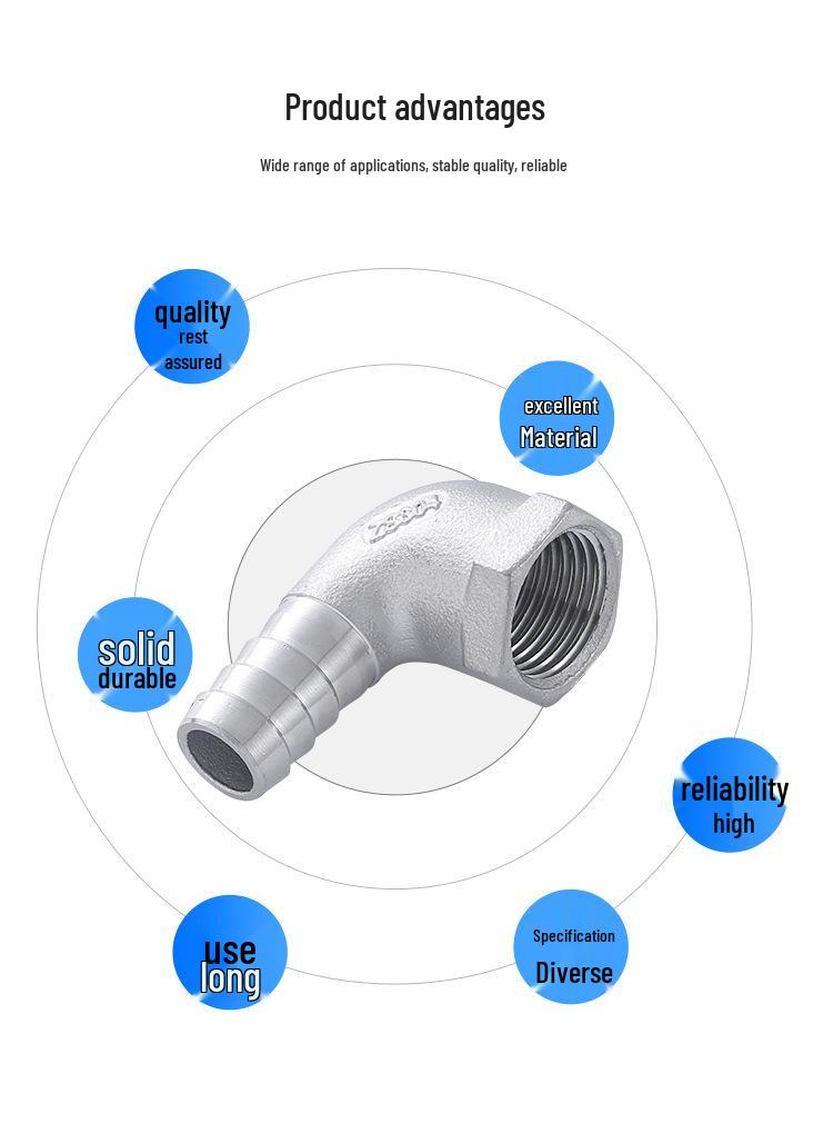 304 Stainless Steel Male Thread 90° Hose Barb Elbow Fitting