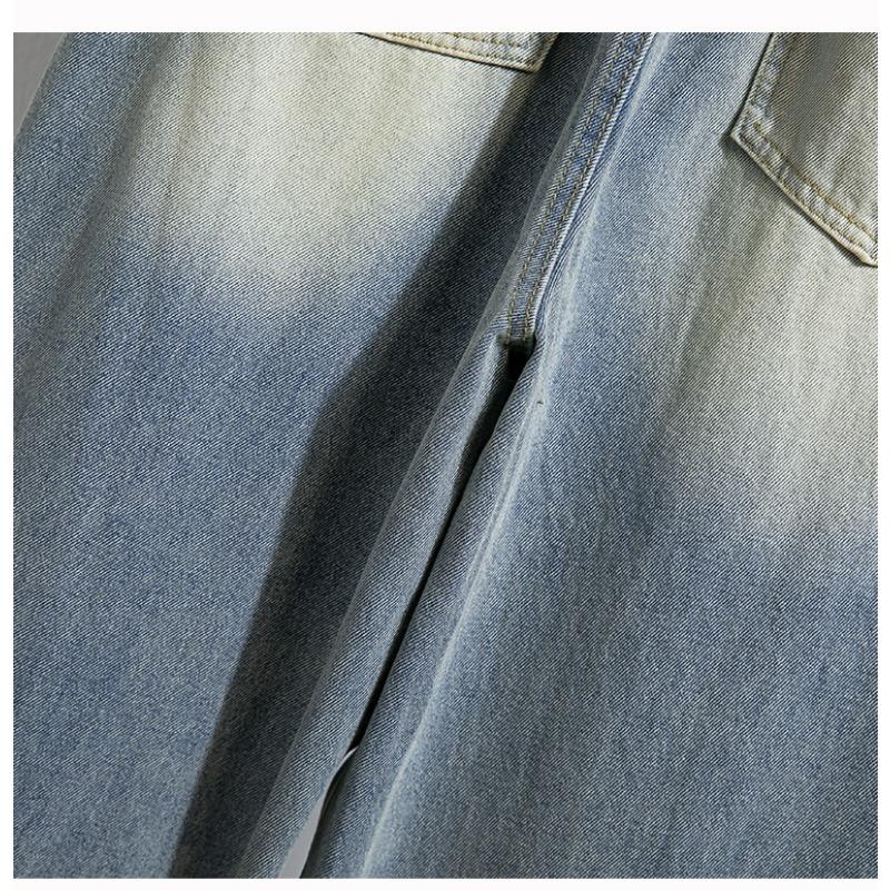 DIMANAF Plus Size 2025 Women Pants Summer Loose Jeans Long High Waist Basic Pants Elastic Waist 5XL