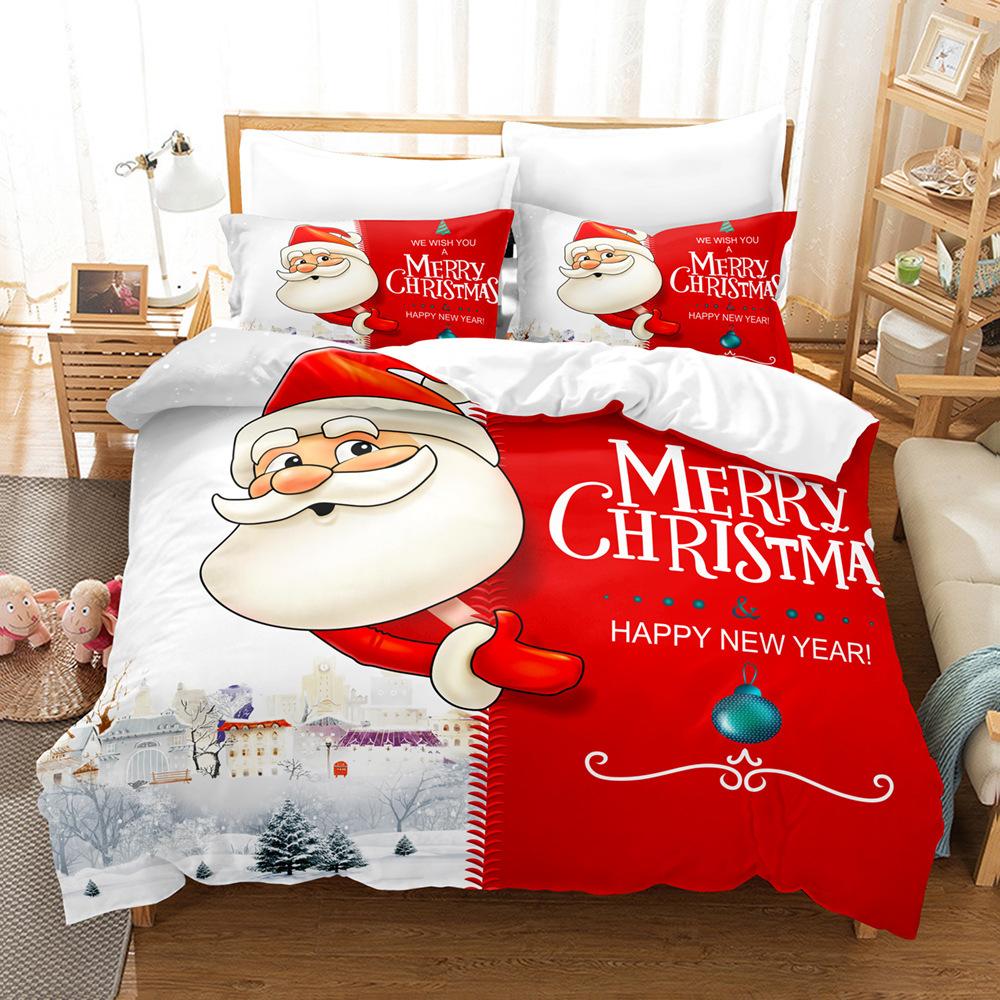 3D Digital Printing Three-Piece Set, Christmas Santa Series Bedding Kit
