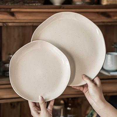 Talerz o specjalnym kształcie, Talerz z glazurą sezamową, Japoński talerz ceramiczny, Duży talerz, Poczucie stylu, Talerz obiadowy, Domowy talerz na warzywa, Talerz na sałatkę.
