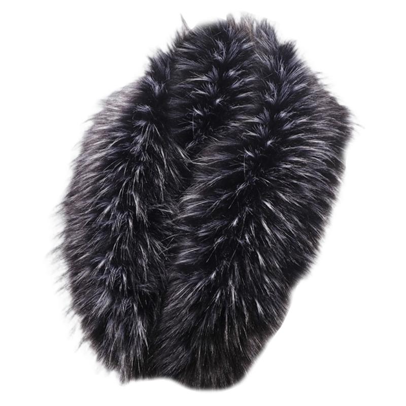 Damen Pelziger Plüschkragen Besatz für Kapuze Ersatz Schal Stola Winter Nackenwärmer Mantel Accessoire