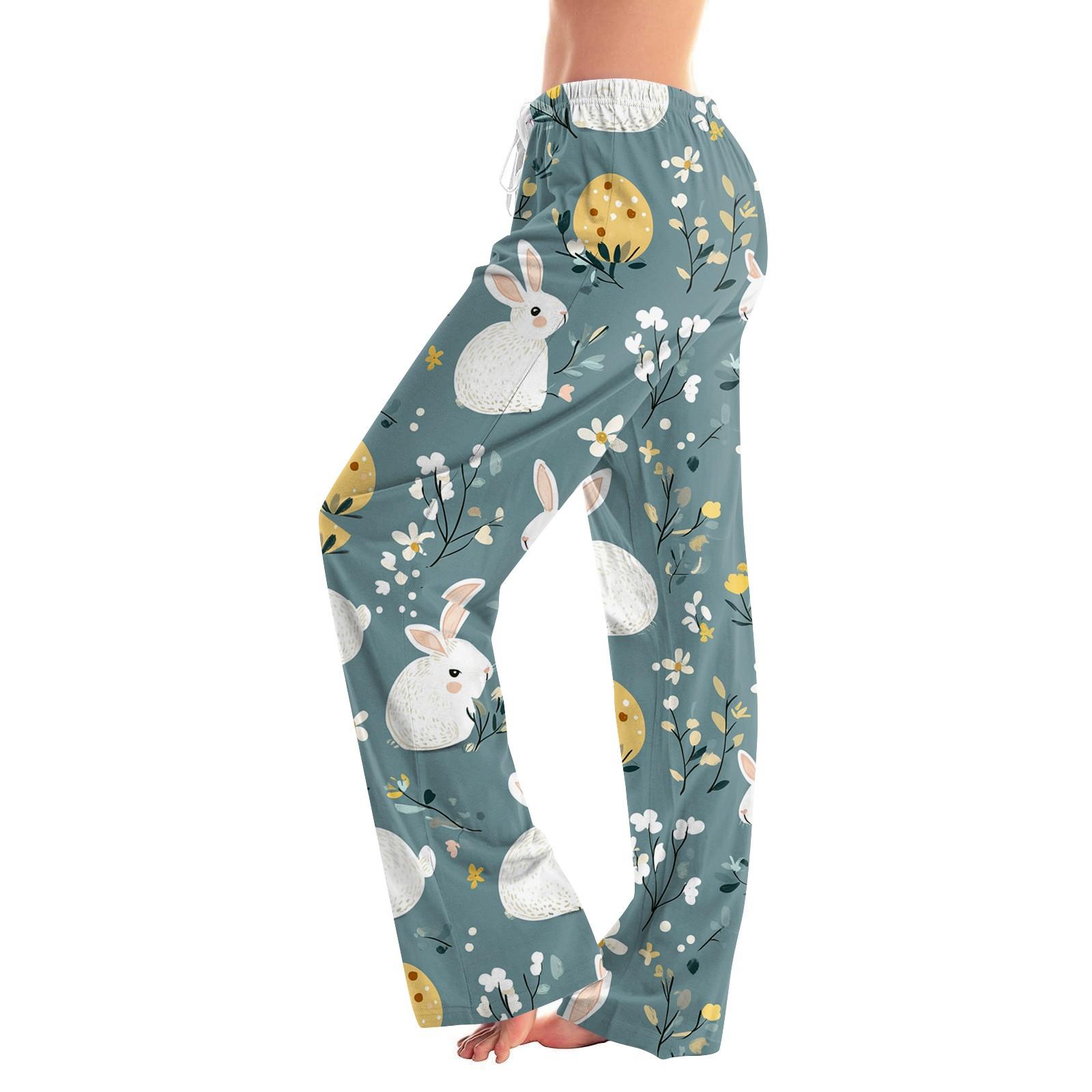 

Женские повседневные прямые брюки с принтом пасхального яйца Домашние повседневные брюки M тёмно-синий