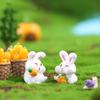 6pcs Cute Rabbits Figurine Desktop Ornaments Micro Landscape Diy Home Decoration Accessories