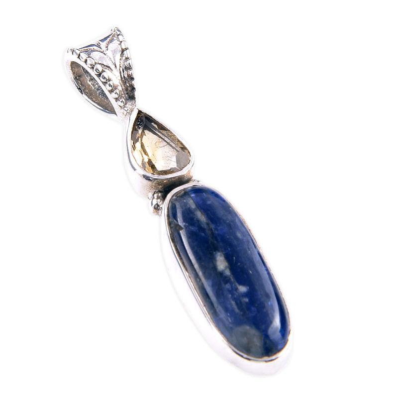 Natural Kyanite,Citrine Gemstone 925 Solid Sterling Silver Pendant 1.50'' F2o21